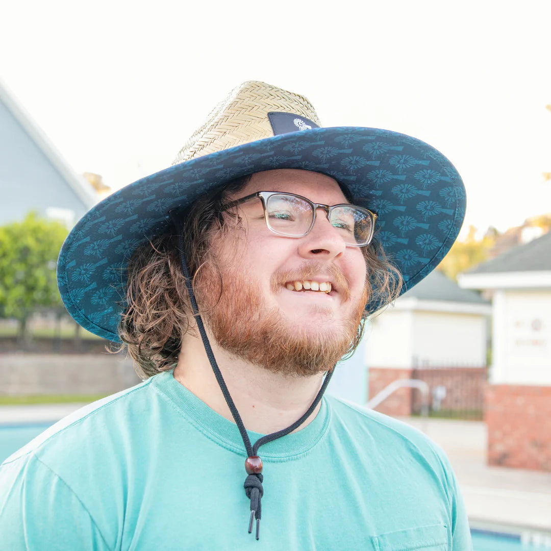 Straw Beach Hat, Sun Hat With Tie Dye Classic Wide Brim Mens