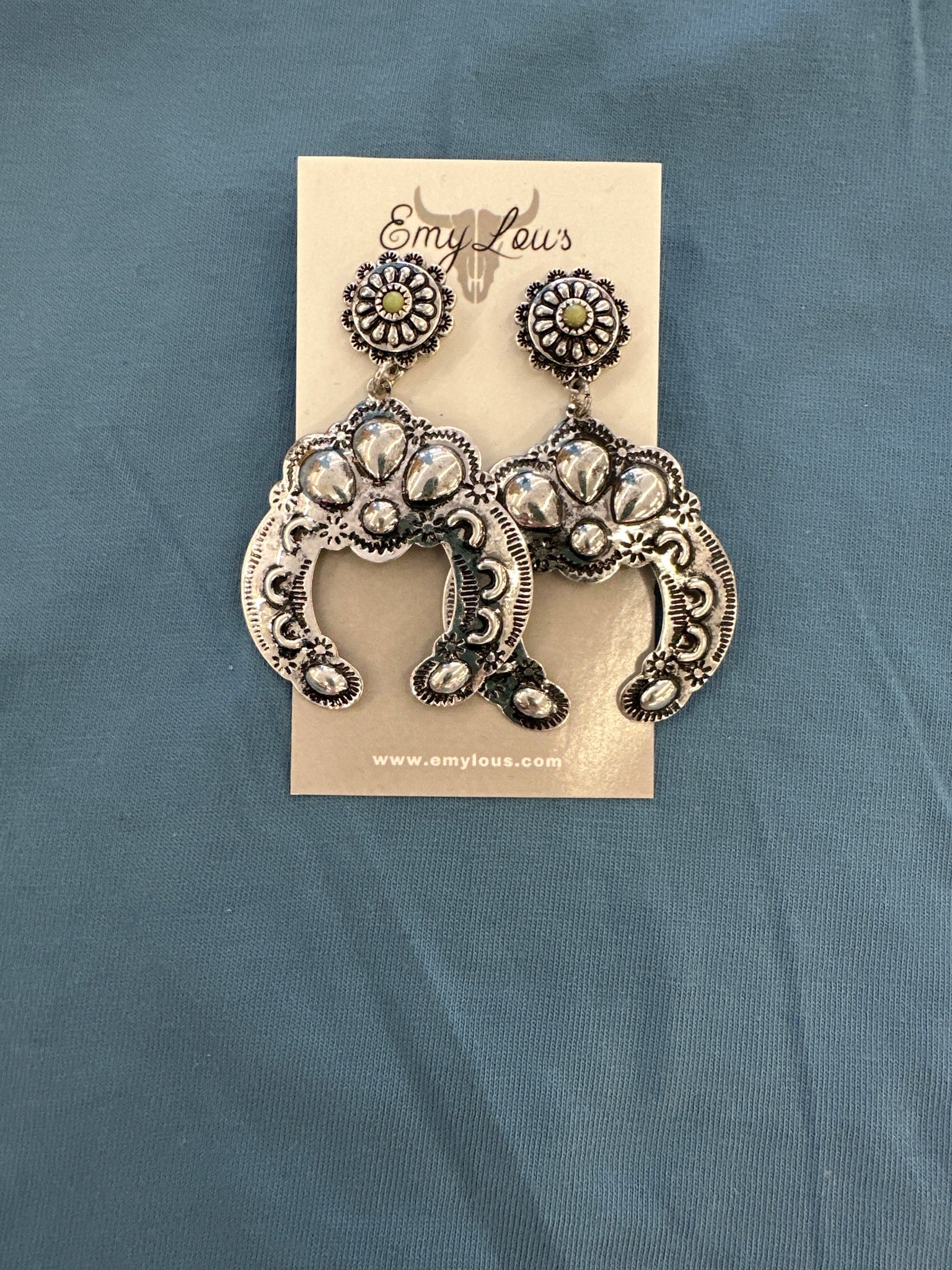 Burnished Silvertone Green Allegra Earrings