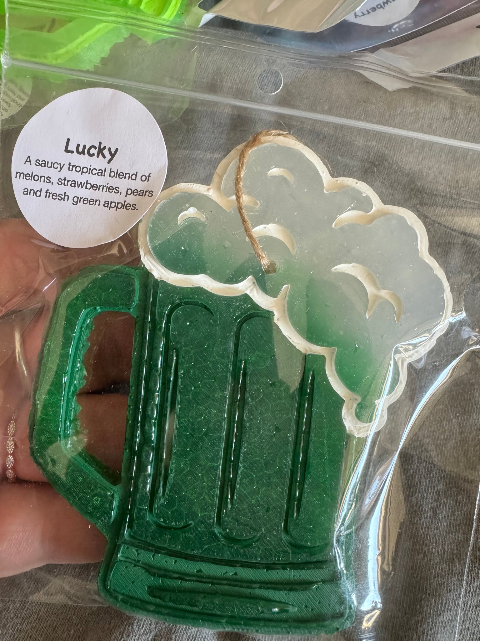 Foaming Beer Car Freshie- Lucky Dark Green