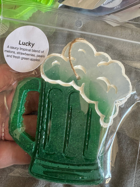 Foaming Beer Car Freshie- Lucky Dark Green