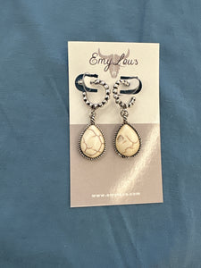 White Kirby Teardrop Earrings
