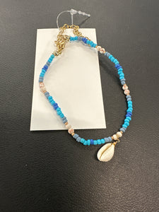 Blue Multi Dominican Republic Cowrie Shell Anklet