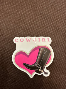 Pink Heart Blk Boot Cowgirl Sticker