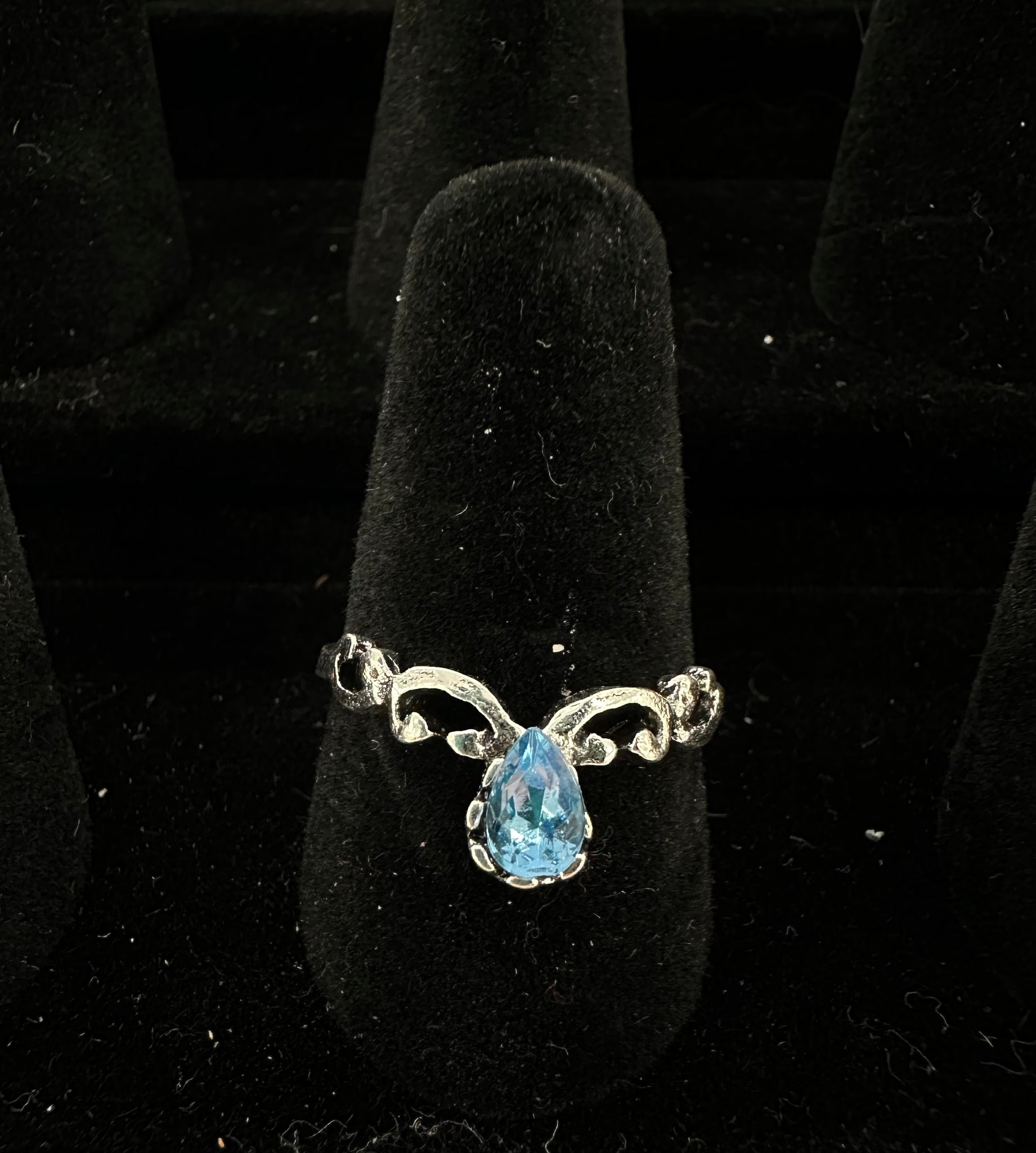 Blue Diamond Teardrop Ring