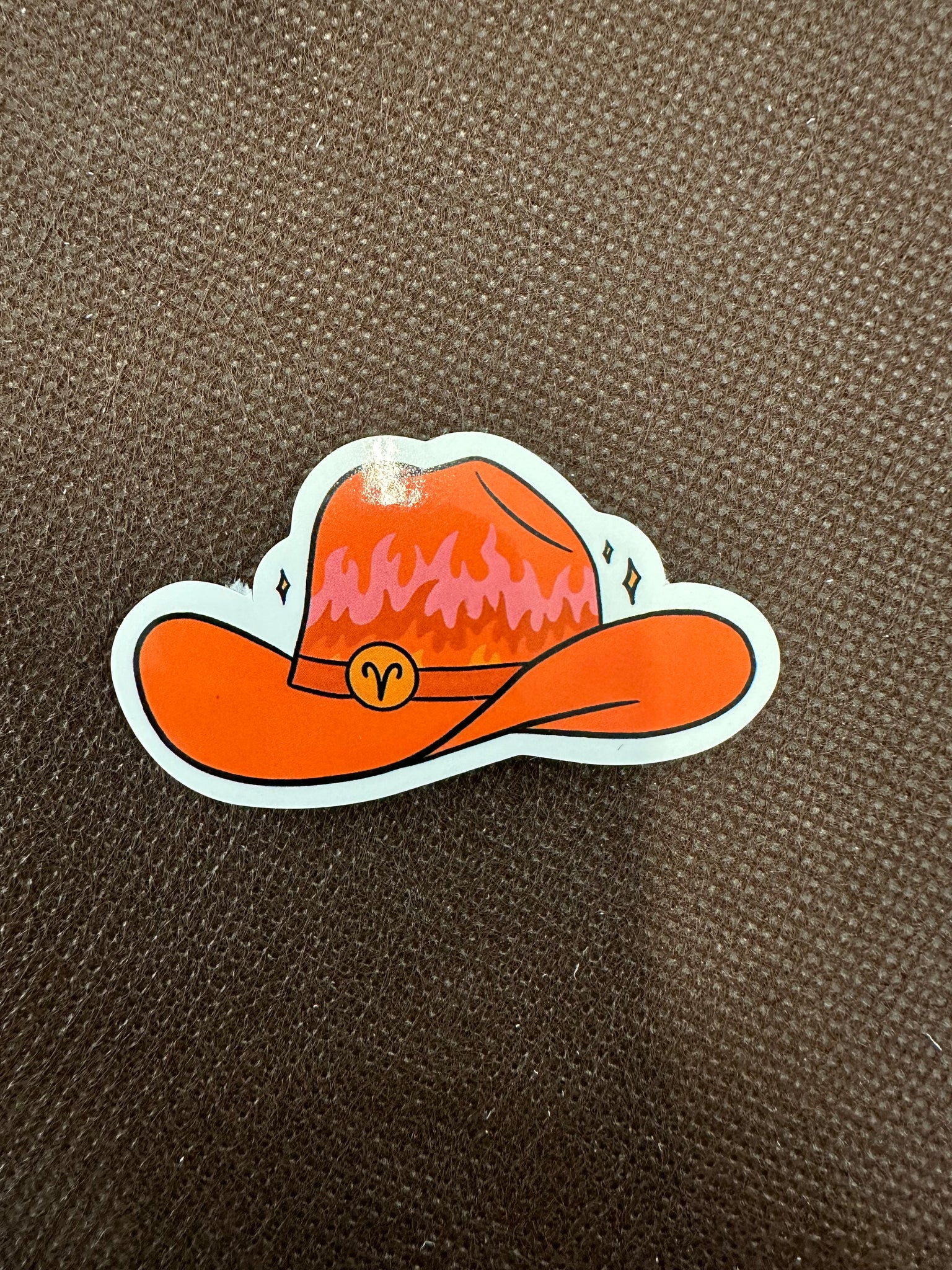 Orange/Pink Flame Cowgirl Hat Sticker