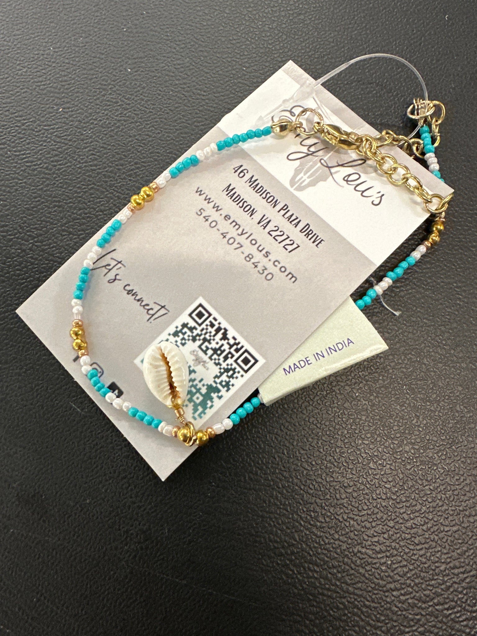 Turquoise Multi Sandy Point Cowrie Shell Anklet