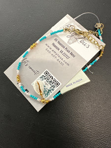 Turquoise Multi Sandy Point Cowrie Shell Anklet