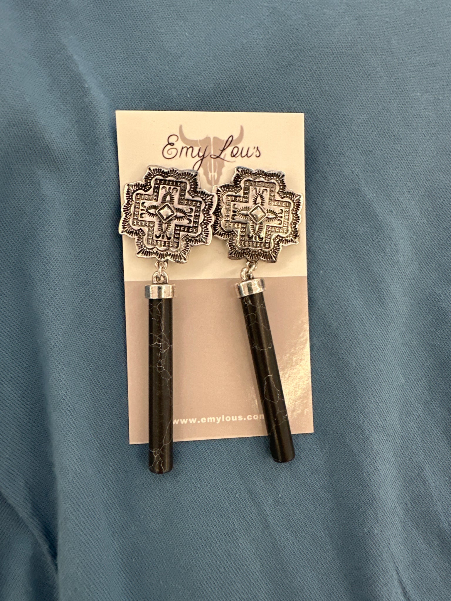 Black Spirit Falls Cross Earrings