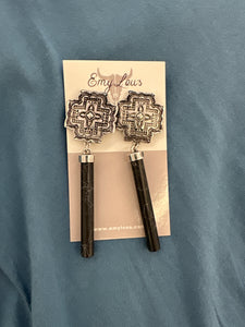 Black Spirit Falls Cross Earrings