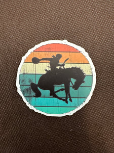 Multi Color Bronc Rider Sticker