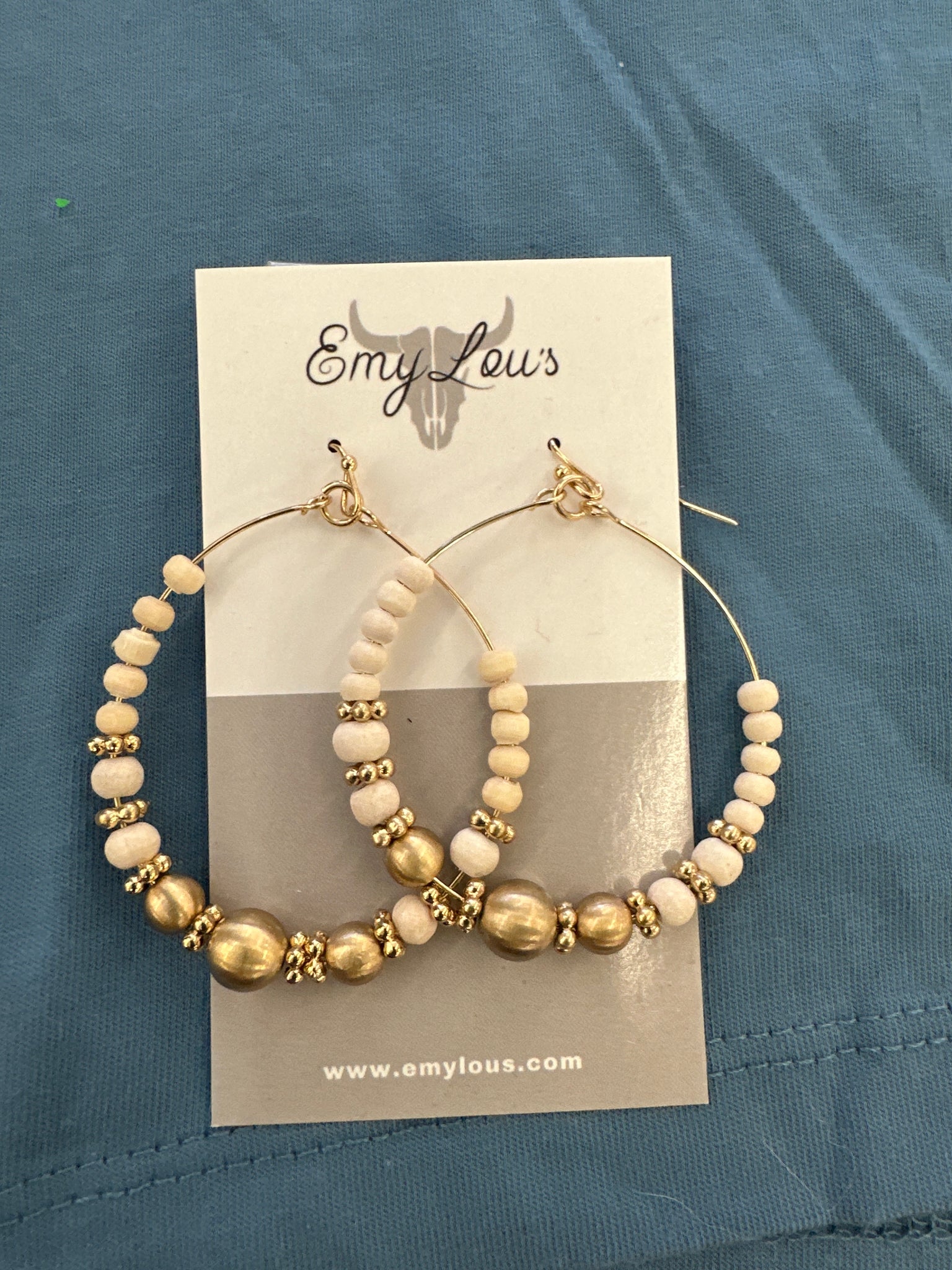 Robyn Ivory Beaded Hoop Earrings