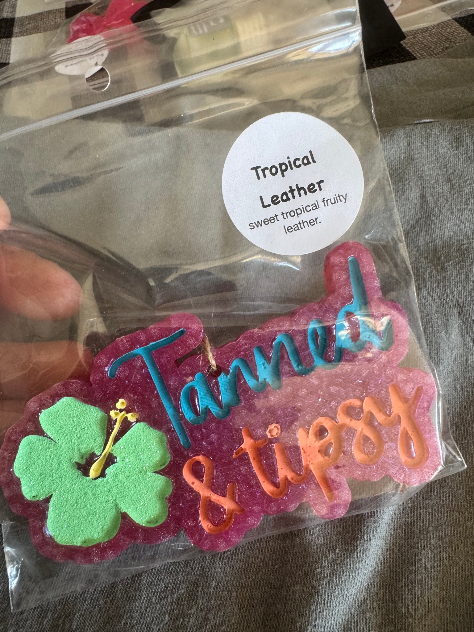 Tanned &Tipsy Car Freshie - Tropical Leather Purple