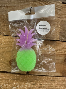 Purple and Green Pineapple Car Freshie - Mahogany Teakwood