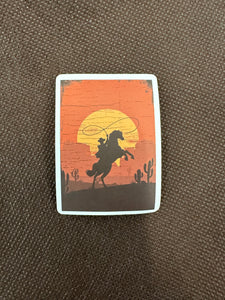 Roping Cowboy Sunset & Field Sticker