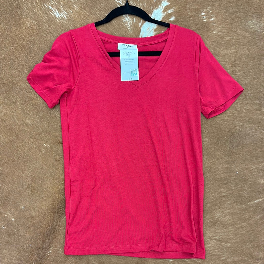 Basic V Tee- Red