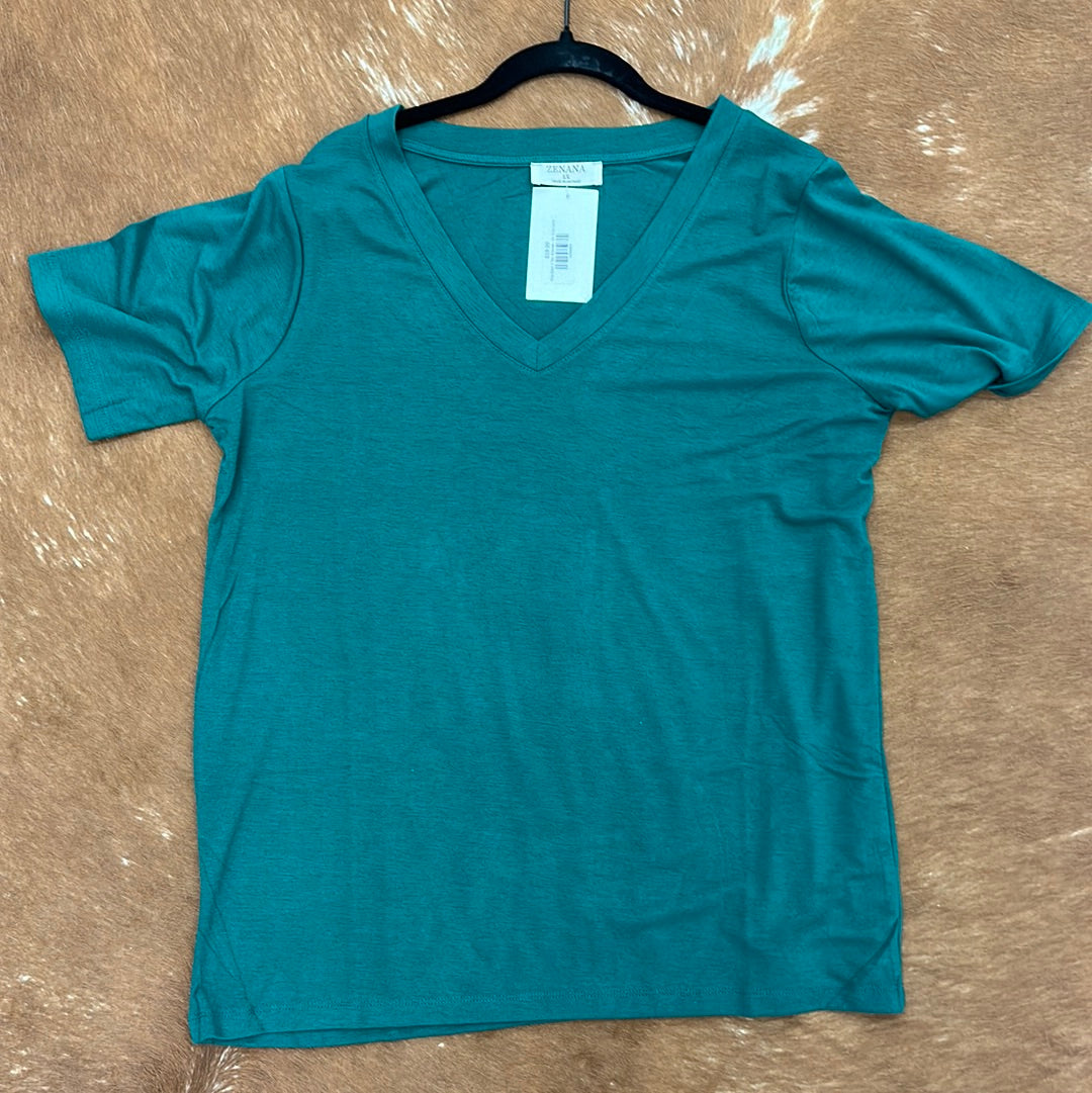 Plus Basic V Tee- Emerald