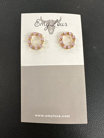 Simply Southern Pink & Gold Textured Circle Studs