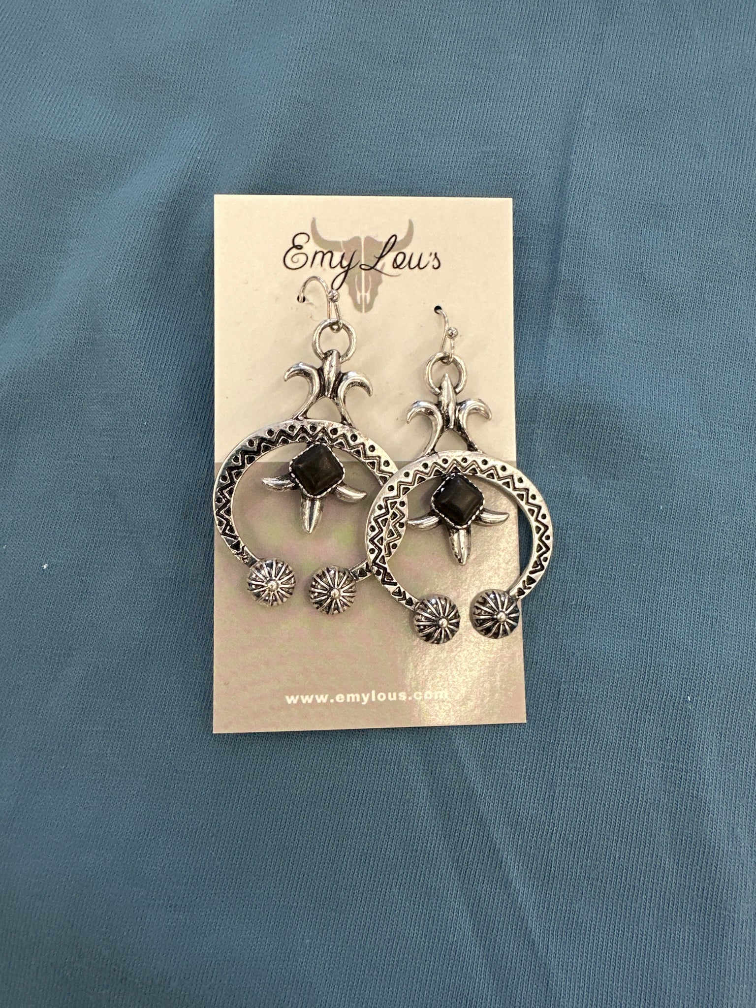Black and Silvertone Sadler Arch Earrings