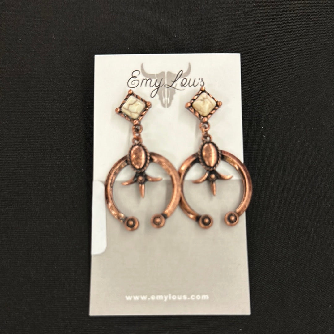 White Diamond Stud Coppertone Naja Earrings