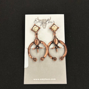 White Diamond Stud Coppertone Naja Earrings