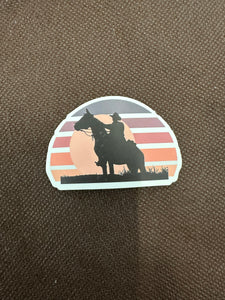 Pink Sunset Cowboy Sticker