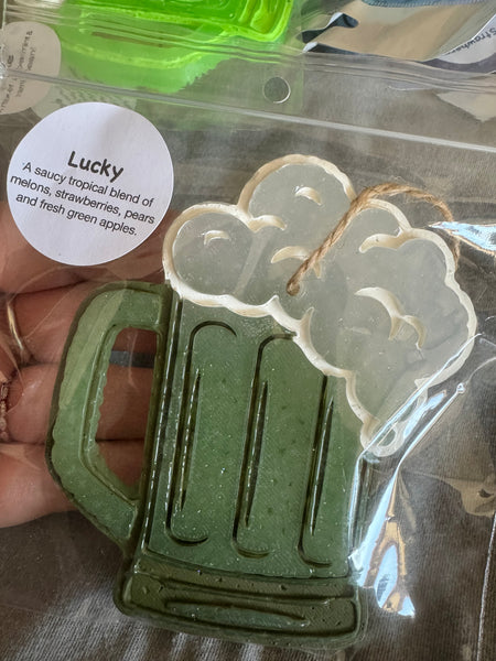 Foaming Beer Car Freshie- Lucky Dark Green
