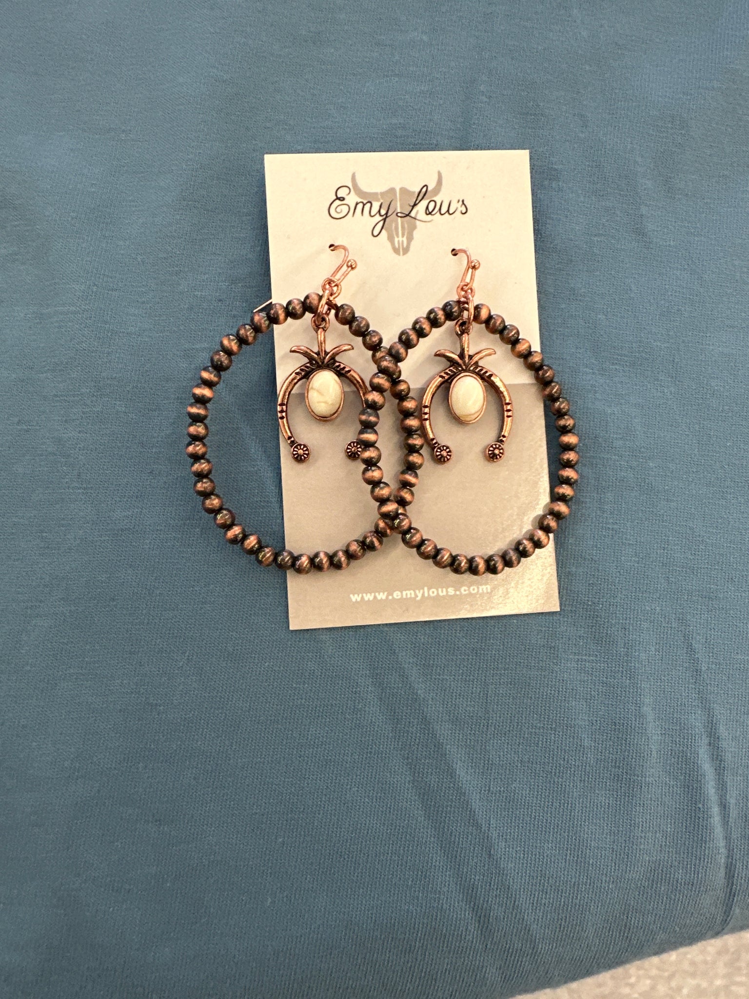 Naja Copper Navajo Inspired Pearl Hoop Earrings