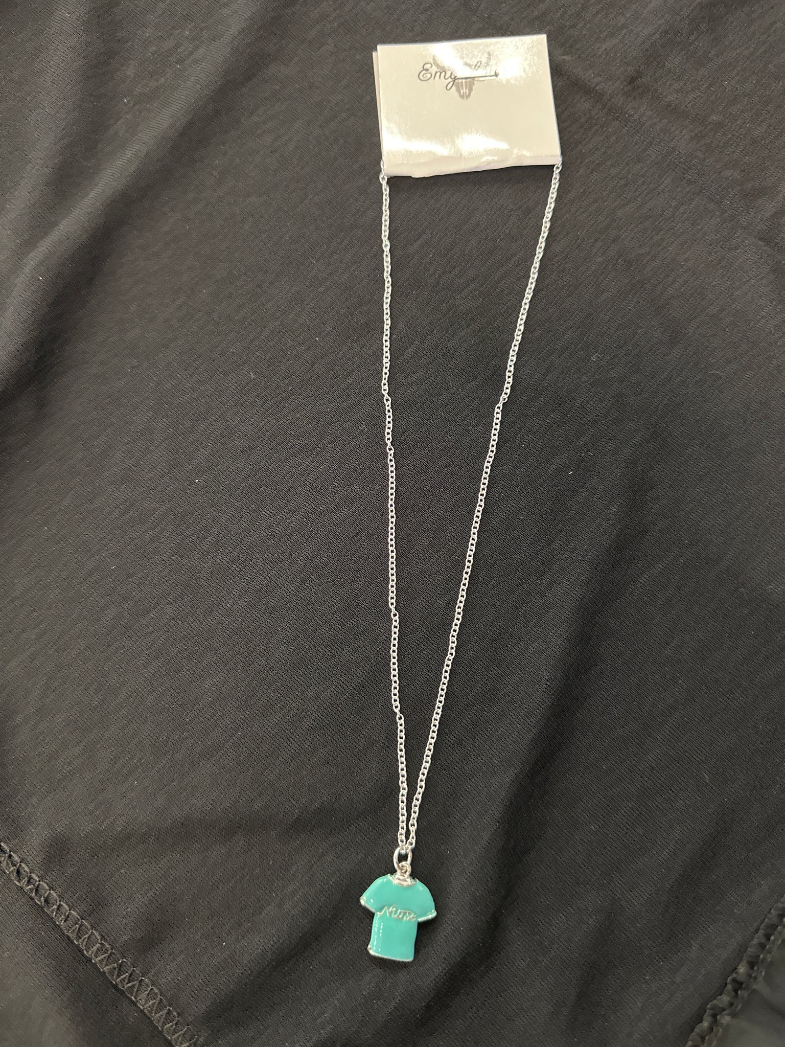 BLUE SCRUBS SILVERTONE NECKLACE