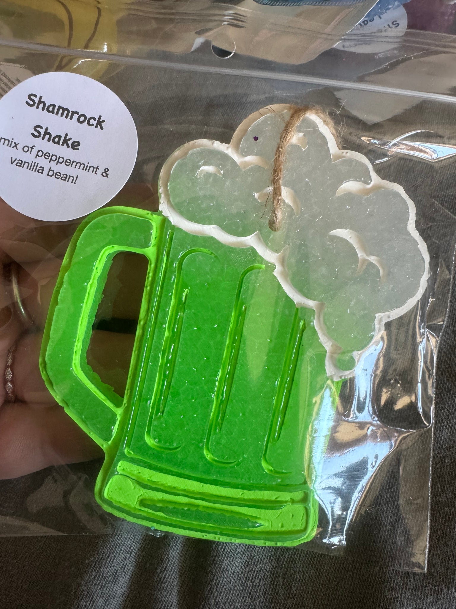 Foaming Beer Car Freshie- Shamrock Shake Light Green