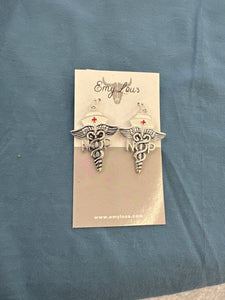 Silvertone Nurse Earrings