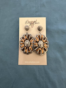 Leopard Stitched Concho Earrings