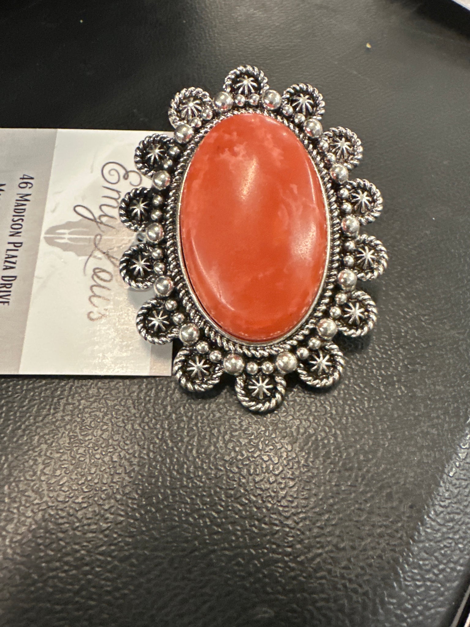 Orange Mirror Lake Ring- Adjustable