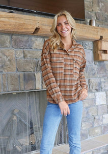 Simply Southern Plaid Shacket - Tan