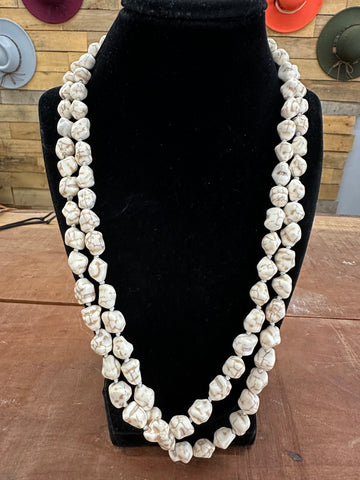 White Turquoise Boho Beaded Layering Necklace