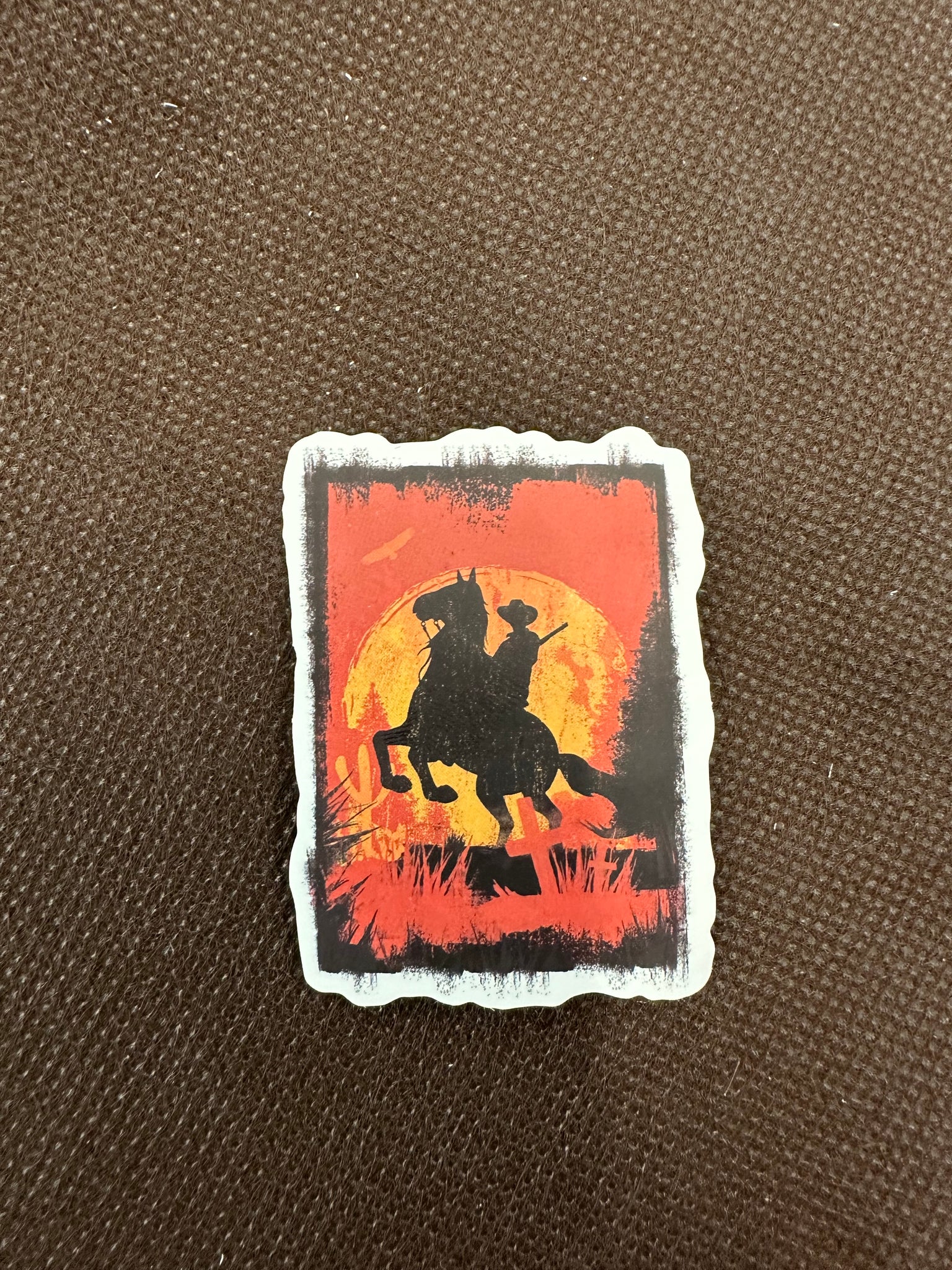 Distressed Cowboy & Horse Silhouette Sticker