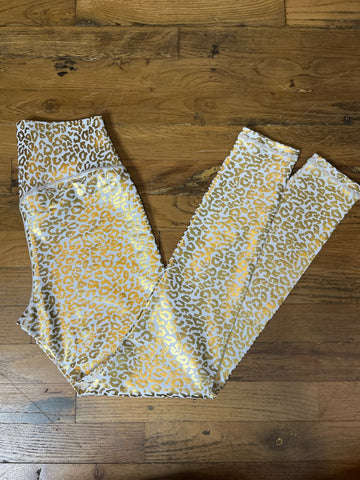 Gold & White Cheetah Print Leggings
