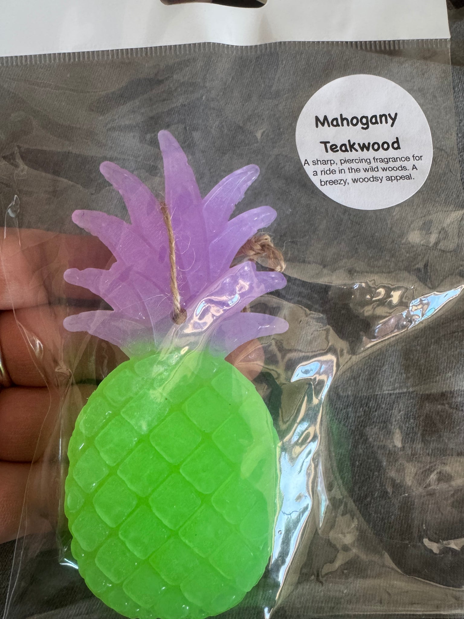 Pineapple Car Freshie - Mahogany Teakwood Purple&Green