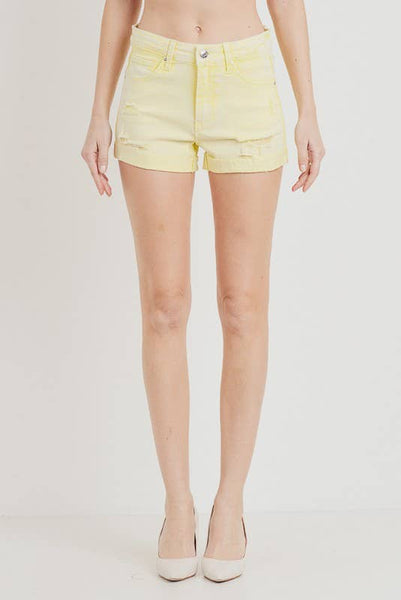 Mid Rise Distressed Denim Jean Shorts