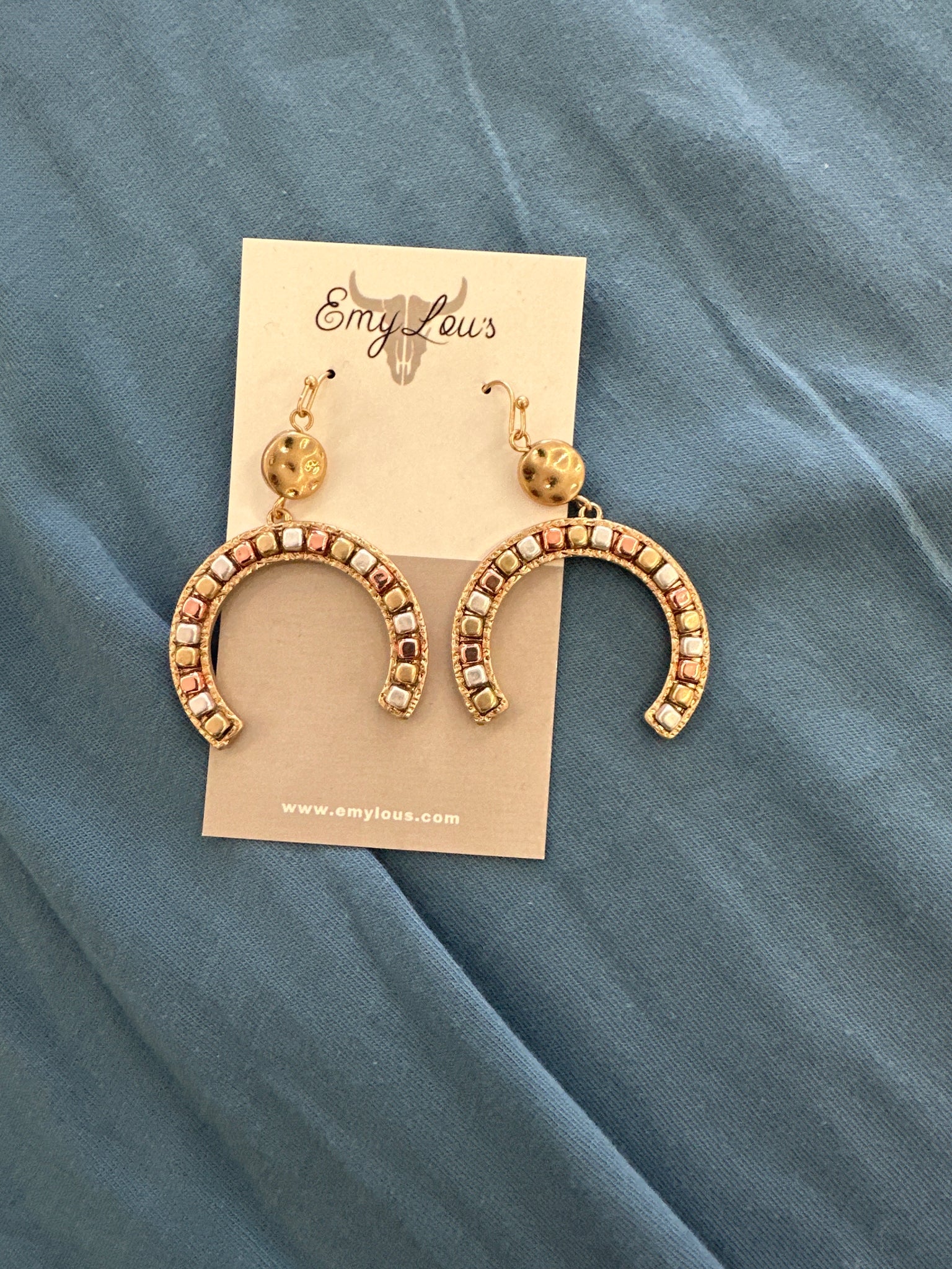 Tri-Tone Cube Bead Naja Earrings