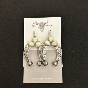 Howlite Kolob Arch Squash Blossom Earrings