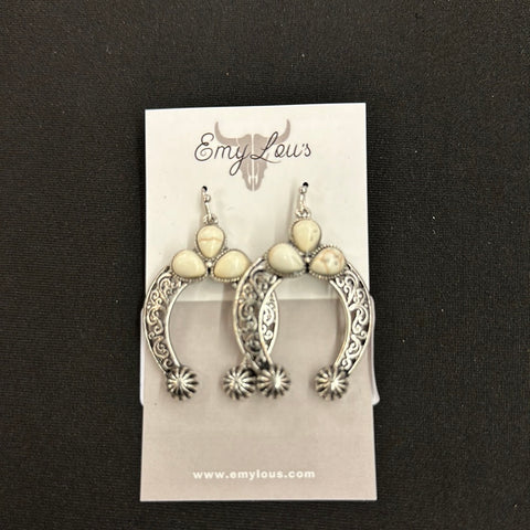 Howlite Kolob Arch Squash Blossom Earrings