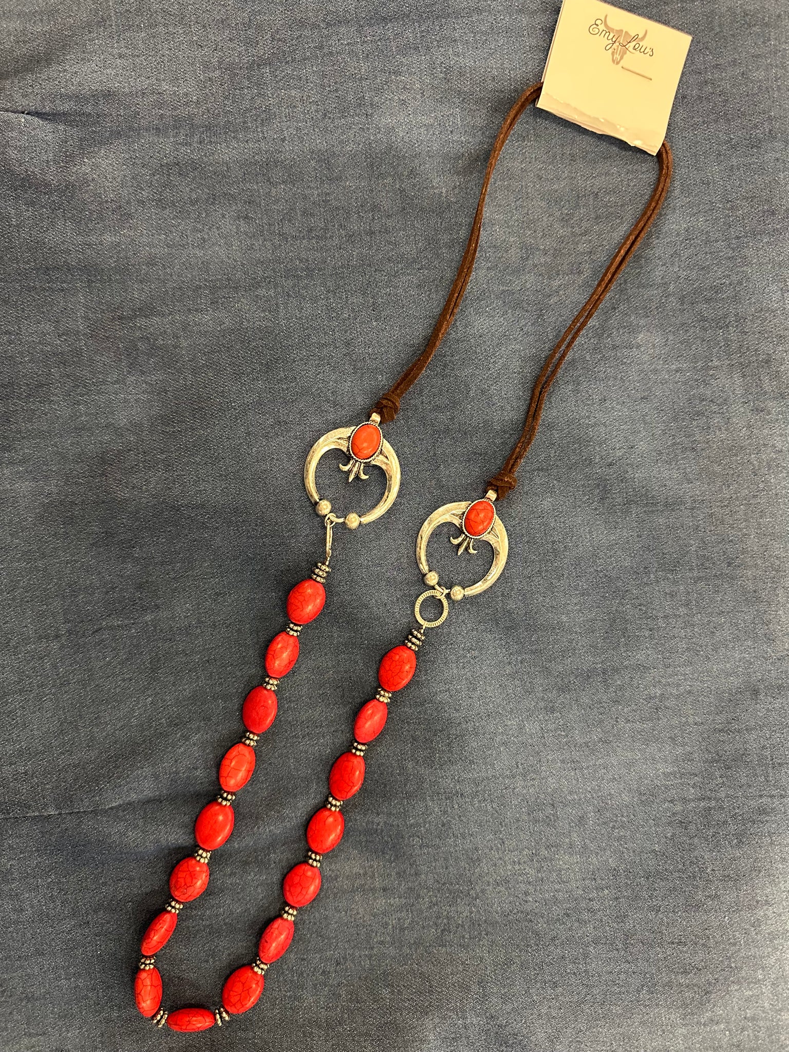 Red Beaded Double Naja Cord Necklace