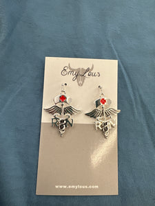 Silvertone Registered Nurse Earrings