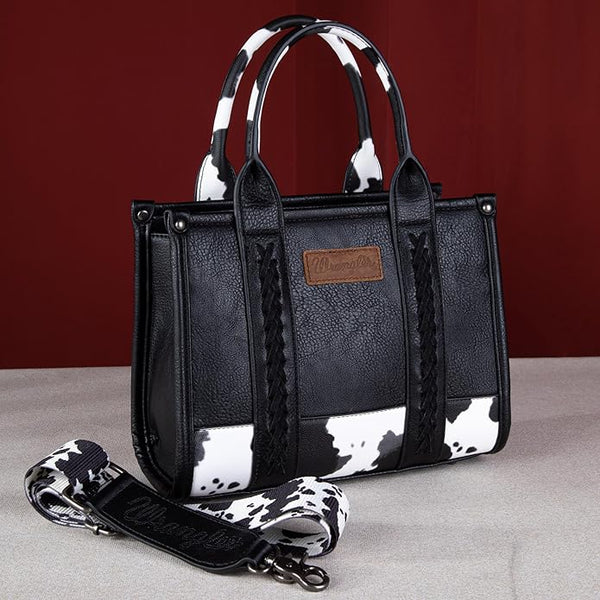Wrangler Cow Print Concealed Carry Tote/Crossbody Black