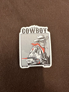 Blk/Wte Cowboy Shooting Gun Sticker