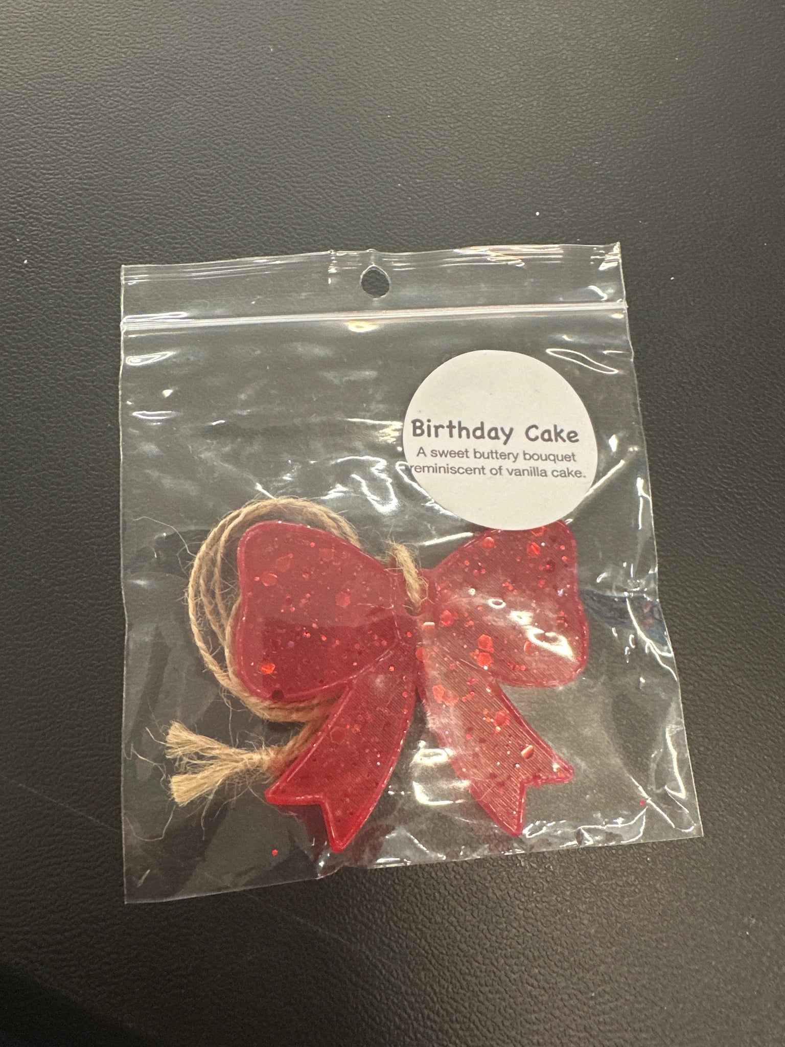 Red Bow Car Freshie - Birthday Cake