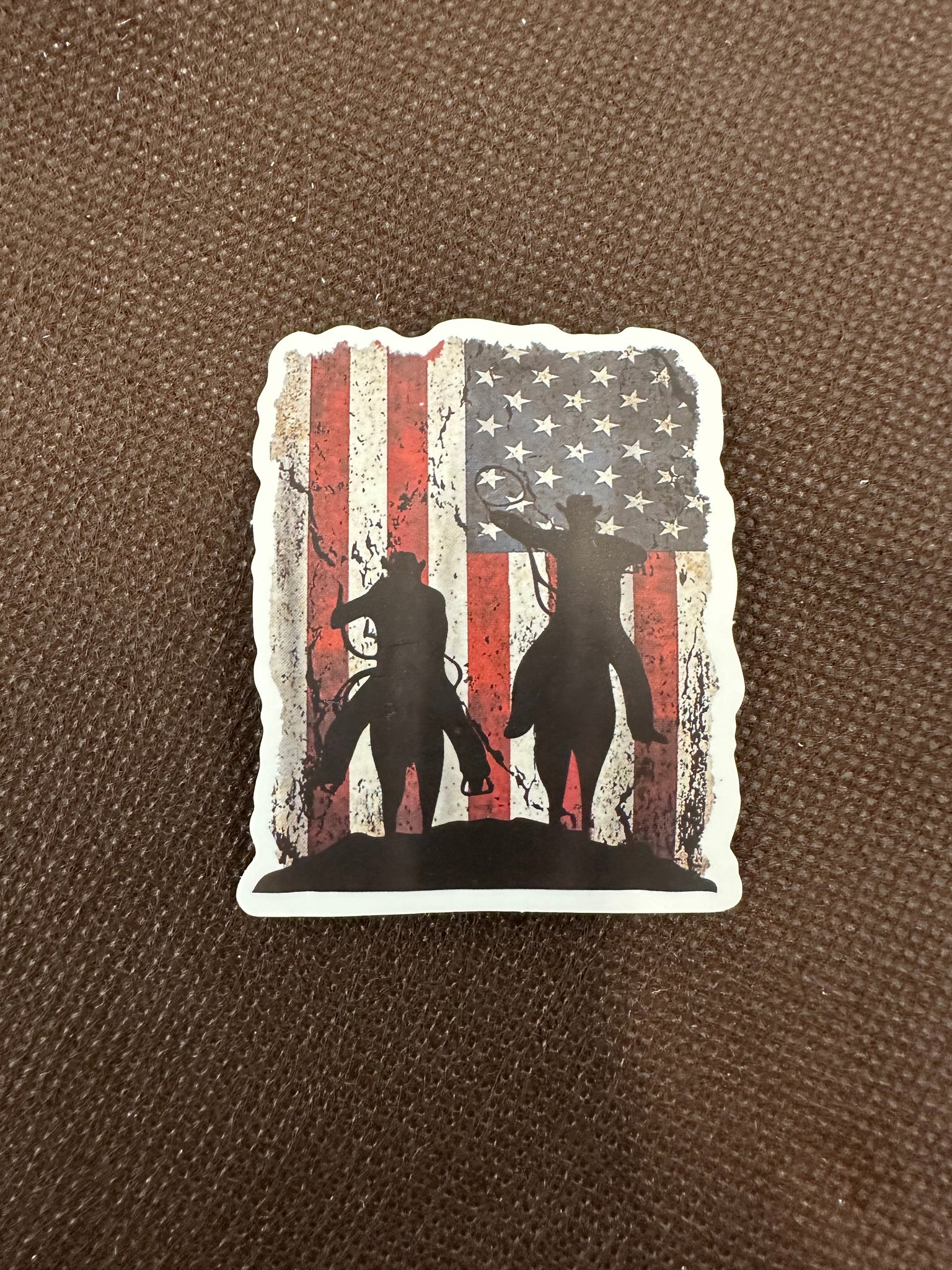 American Flag Cowboy Sticker