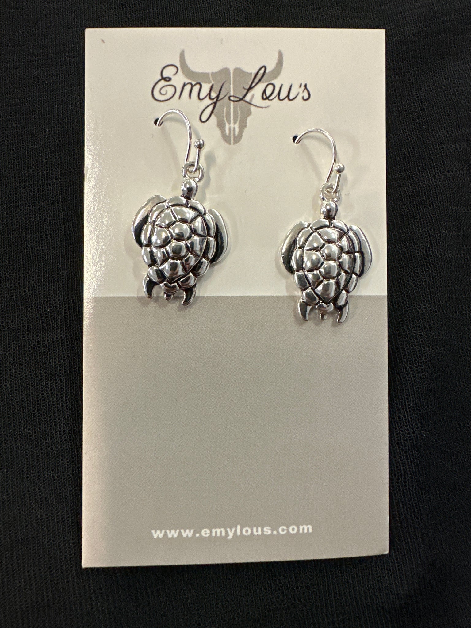 Silvertone Sink Turtle Earrings