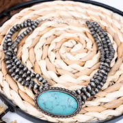 Turquoise Littlecreek Silver Pearl Three Row Choker