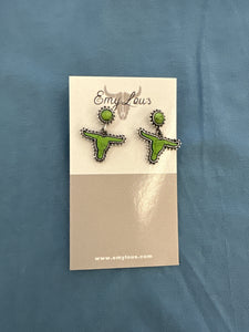Green Amesbury Steer Head Earrings